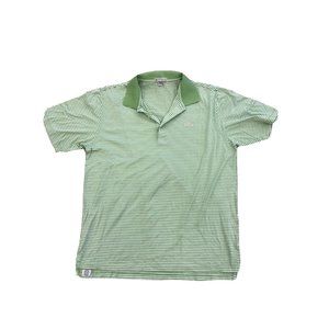Peter Millar Weyhill Patch Lime Green Striped Golf Stretchy Polo Mens XL Shirt